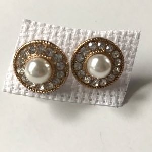 Gold and faux pearl sparkle earrings